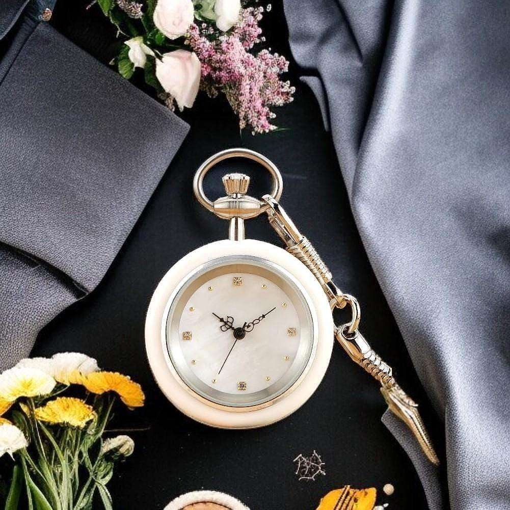 Montre gousset mécanique Proust en acier blanc pour accessoire de mariage dandy