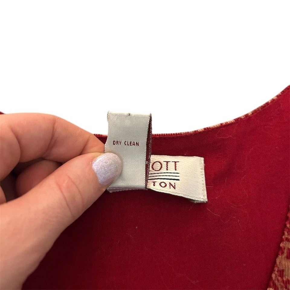 Jersey De Colección Años 90 Karen Scott Para Mujer L Rojo Floral Sin Mangas Cuello en V Hasta la Rodilla Foto 4 de 4