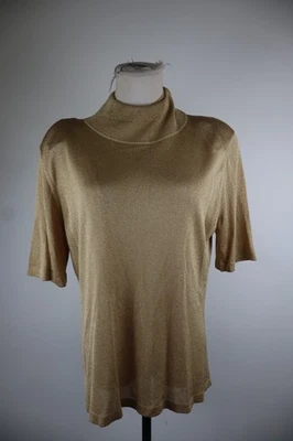 Marina Rinaldi T-Shirt Femme M Manches Courtes Vintage Basic Doré Spalline - Photo 1/4