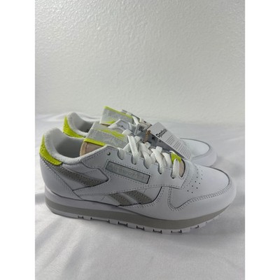 Reebok Classic Leather Women White Pure Grey Acid Yellow 100074619 Size 7.5