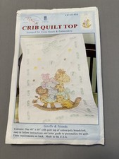 Jack Dempsey Stamped White Quilt Crib Top 40"X60"-Giraffe  Friends Embroidery