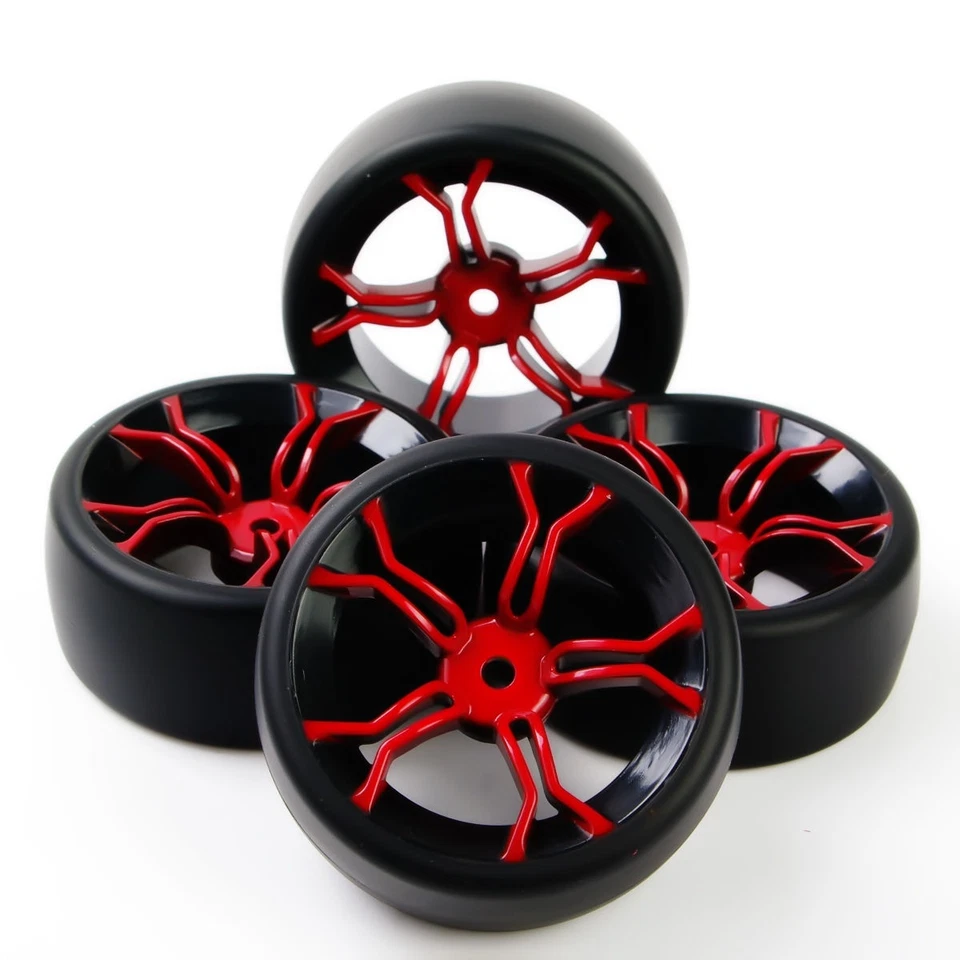 4X 1:10 Drift Tires Wheel&Rim 12mm Hex PP0477&MPNKR For HSP HPI RC On Road Car - Image 4 of 4