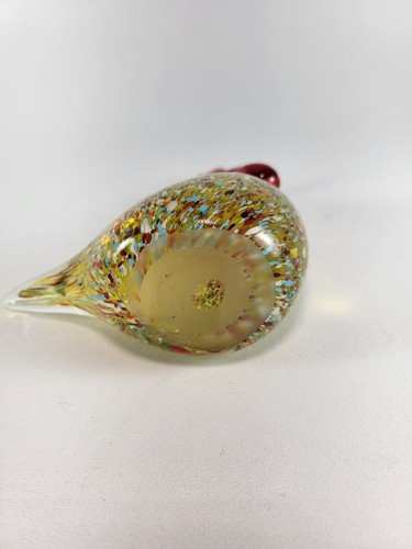 Murano Style Hand Blown Art Glass Red & Yellow Rooster Hen Bird 6"  - Picture 7 of 10