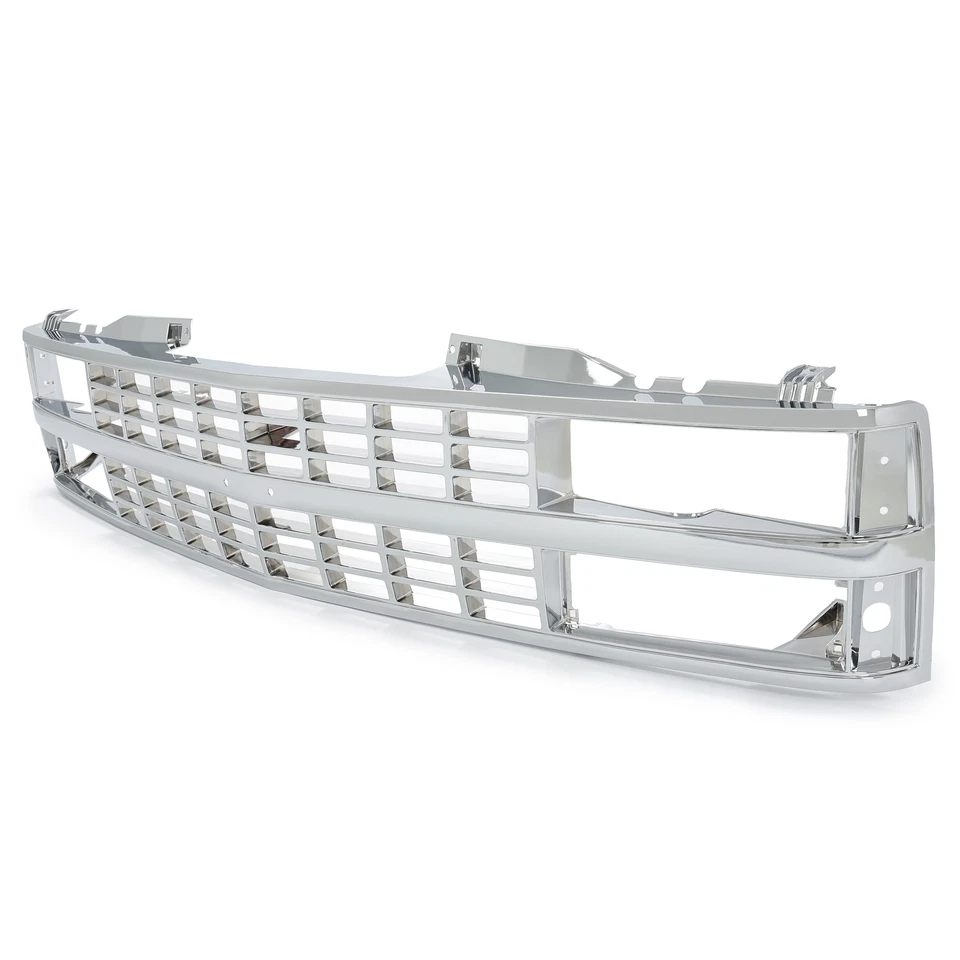 Para Chevy C K 1500 Silverado 1993 1988-1992 parrilla cromada con doble orificio para faros Foto 2 de 4