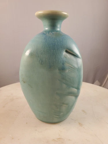 Fantastic Studio Pottery Bottle Brutalist Cubist Influence Chop Mark