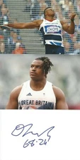 ATHLETICS/TEAM GB* LAWRENCE OKOYE SIGNED 6x4 WHITECARD+2 UNSIGNED PHOTOS+COA