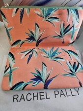Rachel Pally Tropical Fold Over Reversible Clutch Purse Coral Mint Tassel Floral