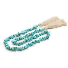 Natural Gemstone Bead Garland with Tassel,31inch Farmhouse Rustic Country Tab...