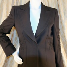 FENDI Italy Brown Chocolate Solid Texture Polyamide Women Jacket, Coat Size M