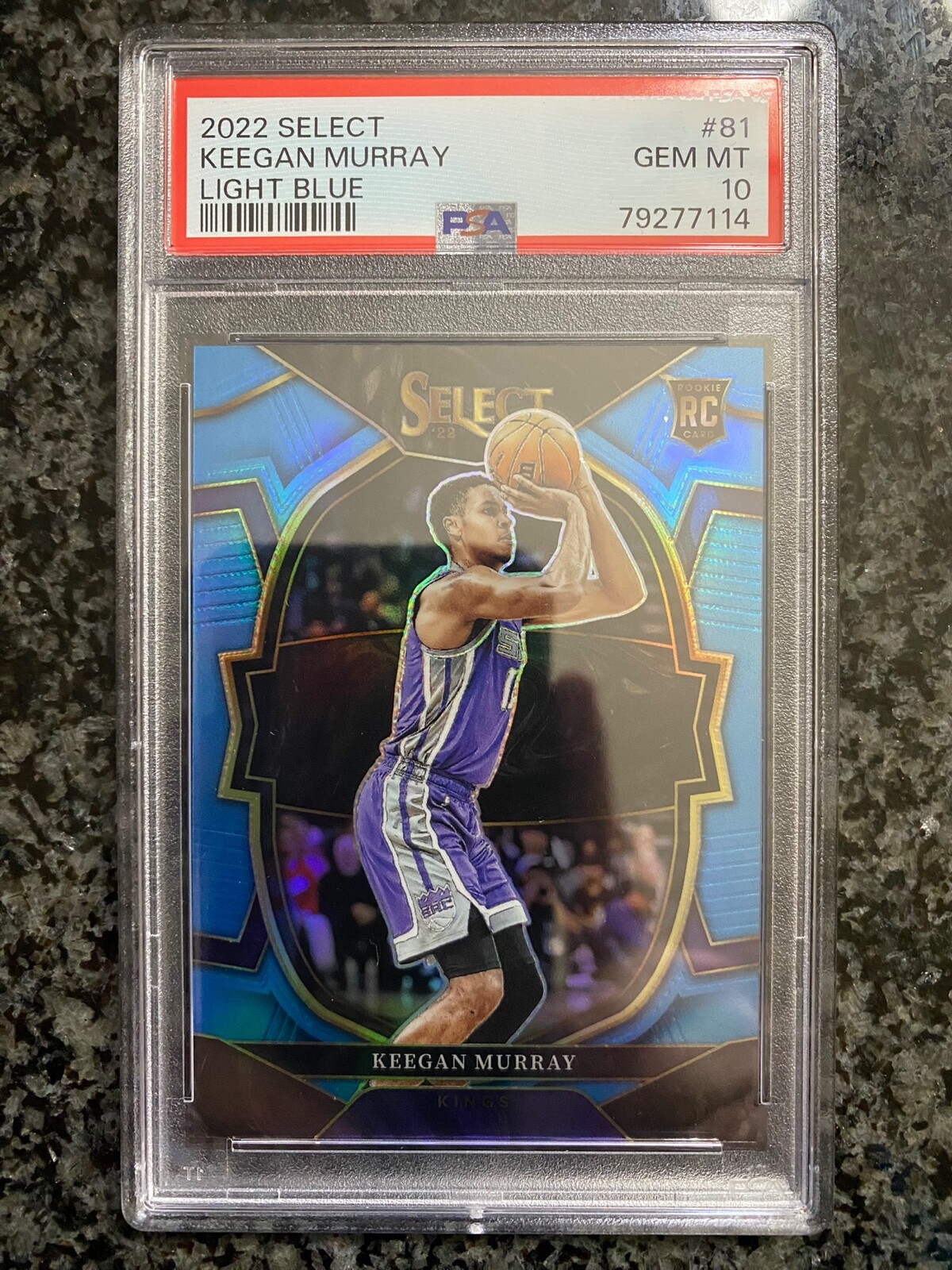 2022-23 Select Concourse Light Blue Prizm Keegan Murray PSA 10 GEM Rookie #/299