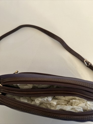 Liz Claiborne LC Crossbody Shoulder Bag Purse Plum W/Brown Top Zip NWT - Picture 9 of 17