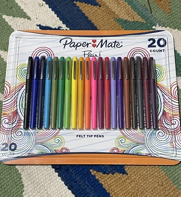 Paper Mate Flair Medium Point Guard Felt Tip Pens No Bleed Assorted Colors 20 Pk