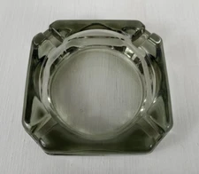 Vintage Clear Light Gray Smokey Glass Ash Tray 3.75"