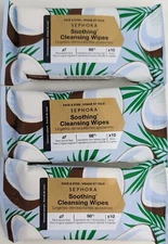 Sephora Coconut Extract Soothing Cleansing Wipes 10 Wipes x3pk