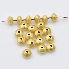 Gold Plated Round Shaped Brushed Spacer Beads For Jewelry Making S-6mm 20 Pcs