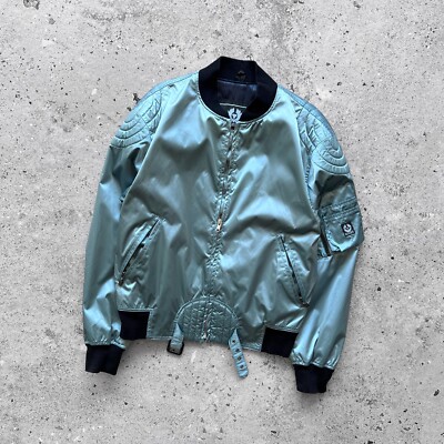 Belstaff Herren Nylon Full Zip Bomber Mantel Jacke Logo Größe S/M 