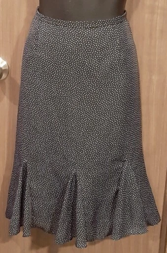 Black White Polka Dot Bias Cut Skirt Size 8 eBay