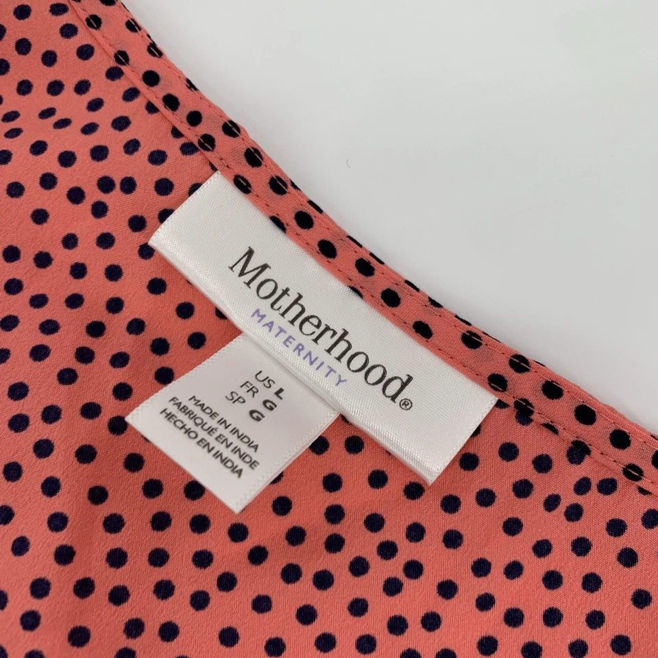 Motherhood Maternity Polka Print Blouse Size Large Womens Orange Black L - Image 3 of 4
