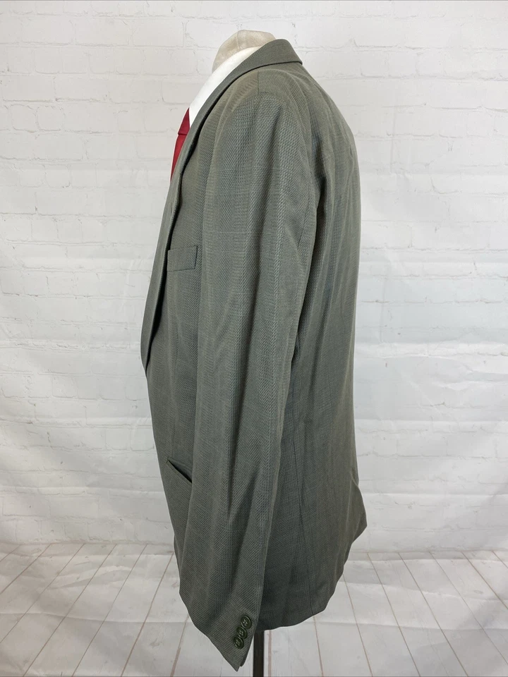 Blazer de lana a cuadros gris oliva Mani para hombre 42R $1,295 Foto 4 de 4