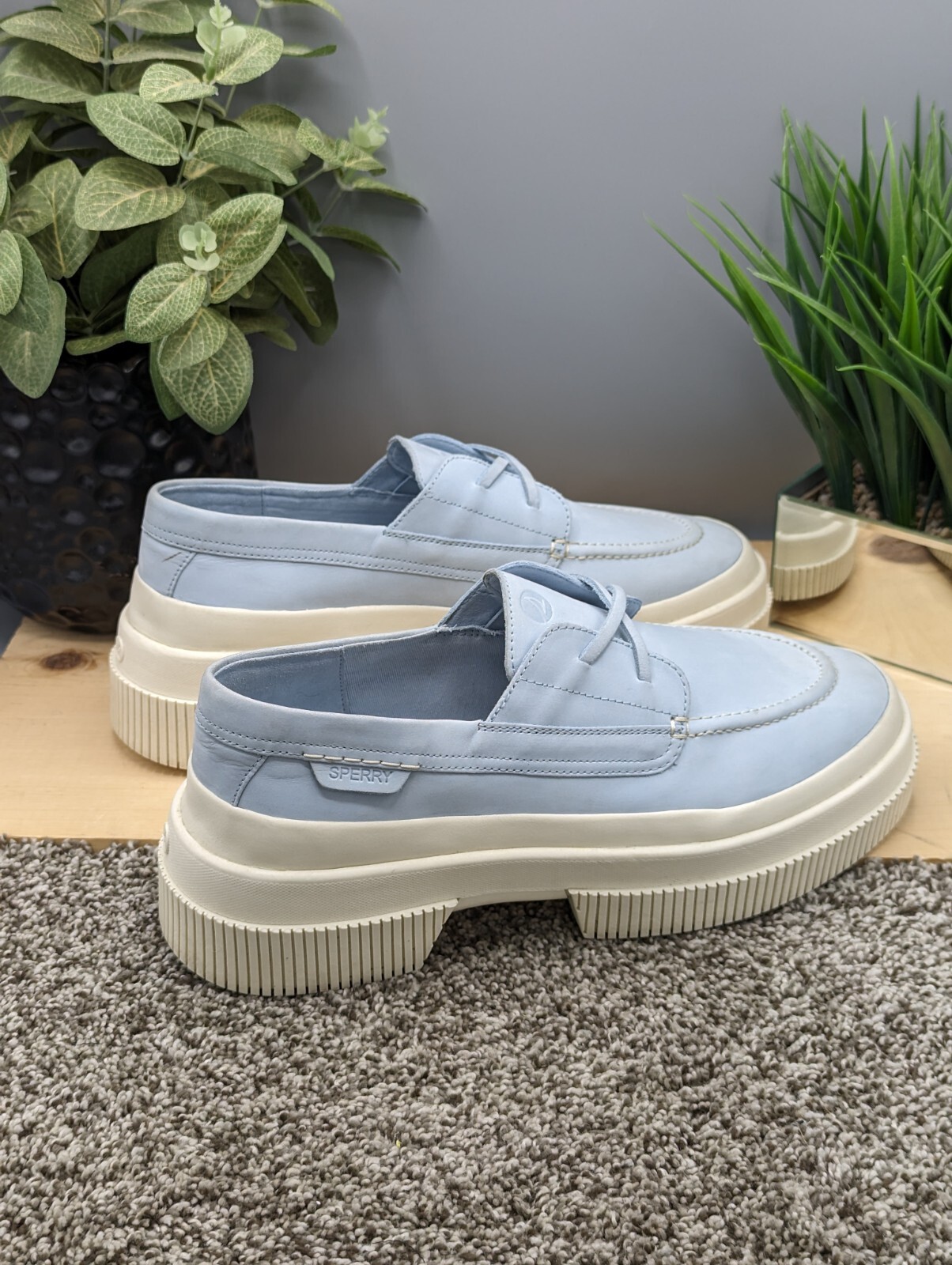 SAOLA Scarpe donna Sperry Platform nuove taglia 11 tomaia in pelle suola grossa provate **