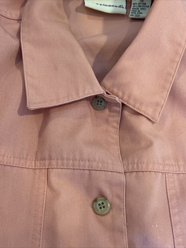 Appleseed's Jean Trucker Jacket Womens 18 pink Salmon button up pockets - Picture 5 of 15