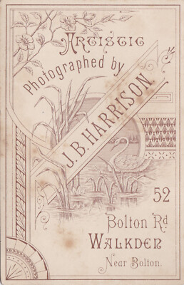VICT. CAB.FOTO ADRETTER MANN VON HARRISON,WALKDEN.BILDRÜCKSEITE/KNOPFLOCH  