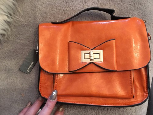 Equilibrium Cartera Pequeña Moda Bolso de Mano Cuero Arco Diseño en Naranja | eBay