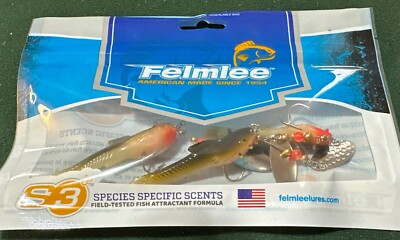 Felmlee Pack Of 3 Stone Cat Spinners 2 1/2  Catfish Rubber Body Stonecat Catty
