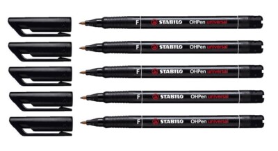 5 x Stabilo OHPen Folienschreiber OHP-Marker  F, permanent 0,7 mm schwarz