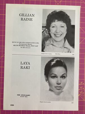 Laya Raki. Rare, Original 1989/90 acting agency Z-page