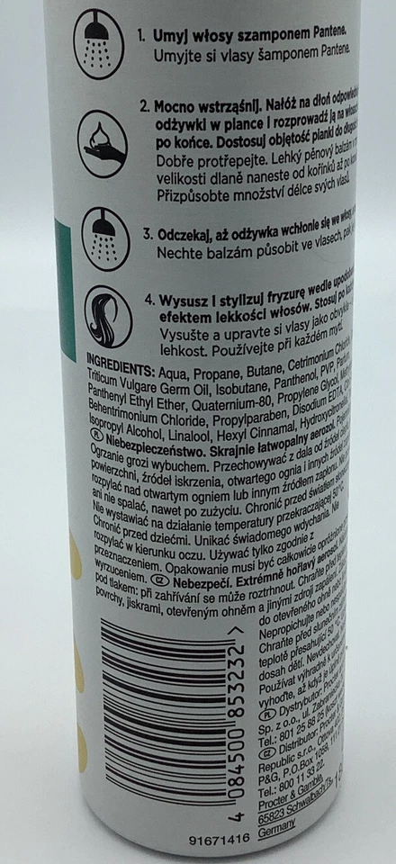 Pantene Pro-v Espuma Acondicionador Aqua Light para Cabello Fino 180ml (6oz) Foto 3 de 3