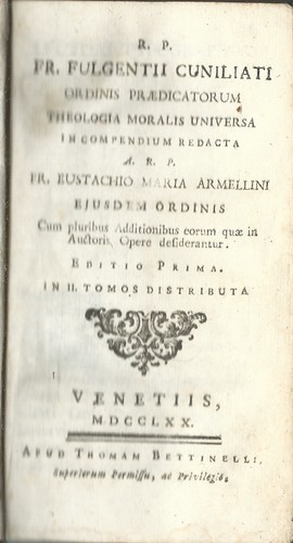 Cuniliati - Theologia Moralis Universa - Bettinelli Venezia 1770 Prima Edizione - Imagen 2 de 4