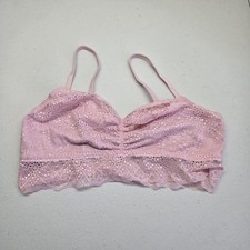 Victoria's Secret PINK Women Bra Large Pink Floral Lace Bralette Wireless