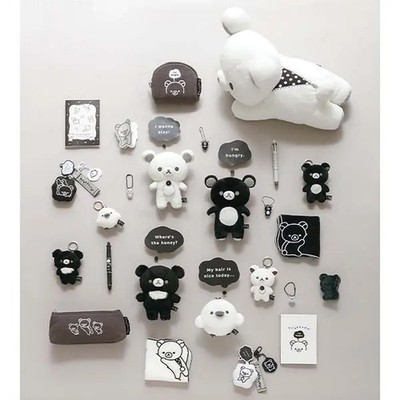 San-x BASIC RILAKKUMA MONOCHROME Plush Toy Tote Shoulder Thermo, etc. JAPAN NEW