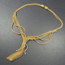 Signed Hattie Carnegie Rhinestone Tassel Necklace