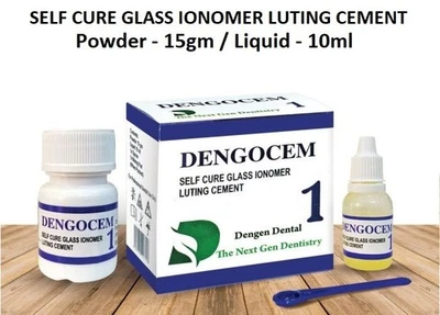 DEN-GEN DENTAL Dental DENGOCEM SC GIC Type 1 Luting Cement Powder 15g Liquid 10ml Set