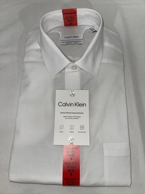 calvin klein white dress shirt Mens Active Performance Stretch Shirt, XL 17-17.5 32/33 Calvin Klein Men's Slim-Fit Dress