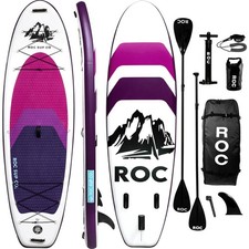 Roc Inflatable Stand Up Paddle Board 10' 6" with Premium SUP Paddle Board Acc...