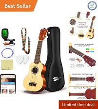 Complete 21 Inch Ukulele Starter Kit - Rainbow Strings, Gig Bag Online Lessons