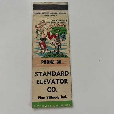 Standard Elevator Co. Pine Village IN Vintage Matchbook Cover MB1-2