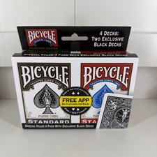 [NEW] Bicycle Playing Cards Special Value 4 Pack With Exclusive Black Decks