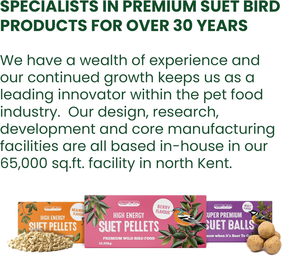 Insect Suet Pellets Tub 3Kg - High Energy Wild Bird Food, Protein & Fat ...