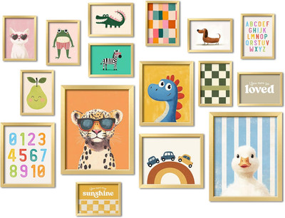 16 PCS Colorful Animal Art Prints for Kids' Nursery & Playroom Decor