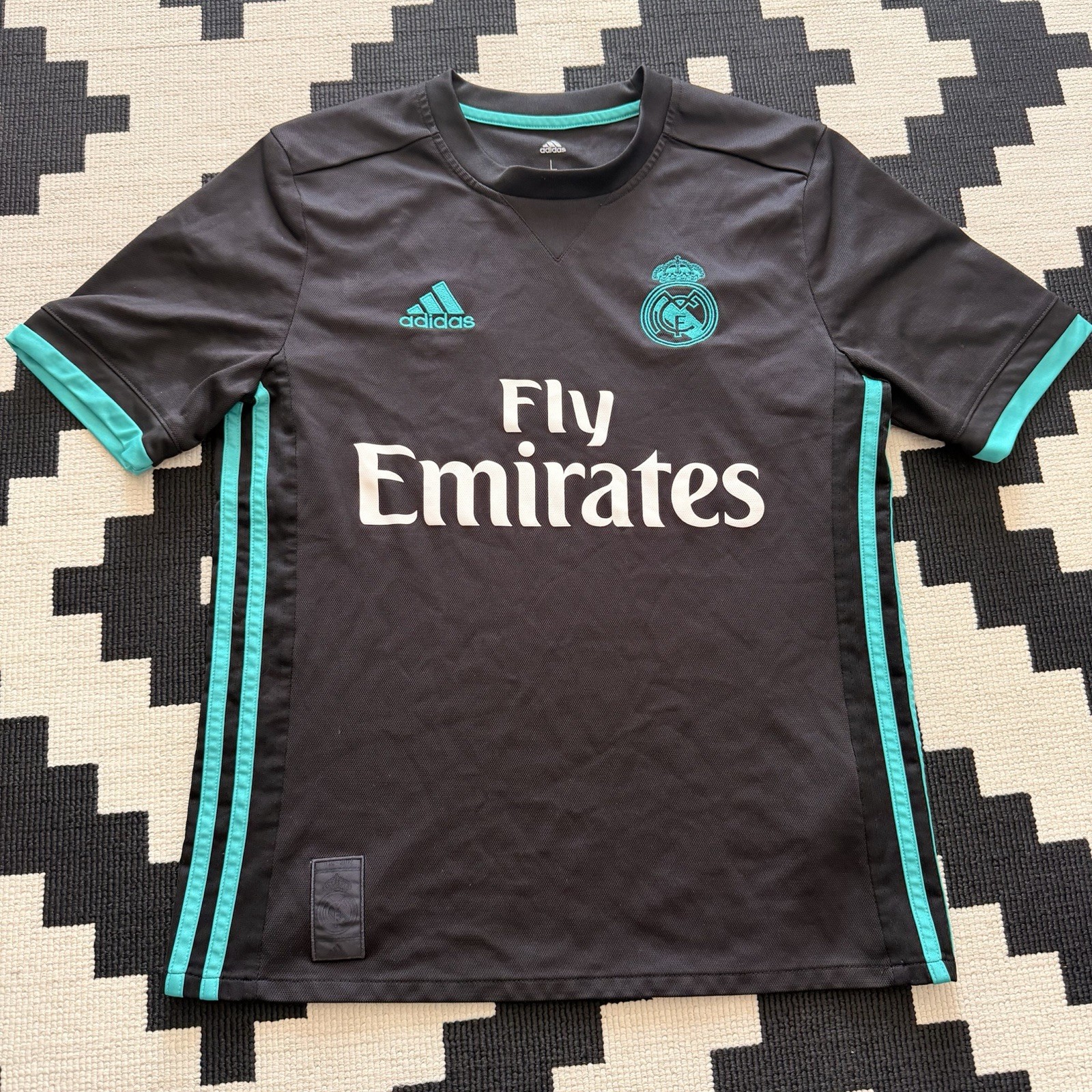 Adidas Real Madrid Soccer Jersey Kit Youth Size Large Black Football Shirt