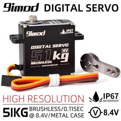9imod 51KG BLS-HV51MG 8.4V HV Brushless Digital Servo for 1:8 1:10 RC Car Boat