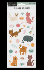 48 pc Cat Themed Sticker Assortment Line Letter 2 Sheets