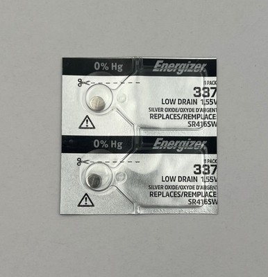 2 Energizer 337 SR416SW Silver Oxide 1.55V Low Drain Coin Cell Batteries