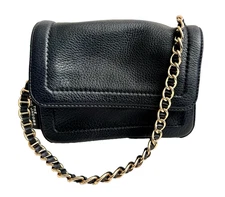 MARC JACOBS The CUSHION BAG Purse Black Leather Gold CHAIN Strap 6"x8"x3"