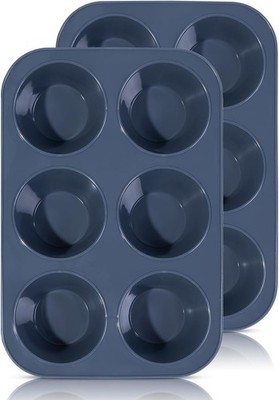SUPER KITCHEN 2 Stück Große Muffinform aus Silikon für 6 Muffins, Antihaft