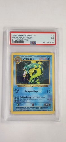 PSA 5 Pokemon Card: Gyarados 6/102 Shadowless Holo